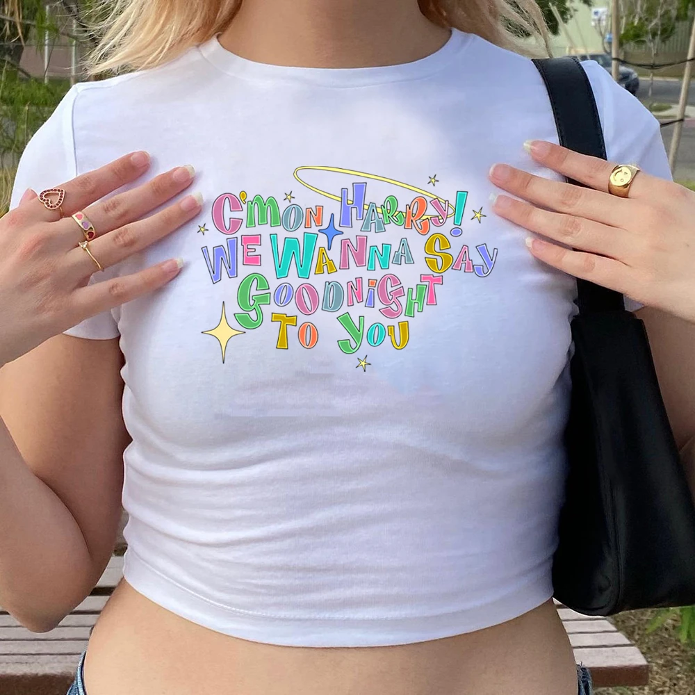 

Футболка Goodnight Tour Женские эстетические топы Was Coloring Укороченная футболка Come Harry Aesthetic Clothes