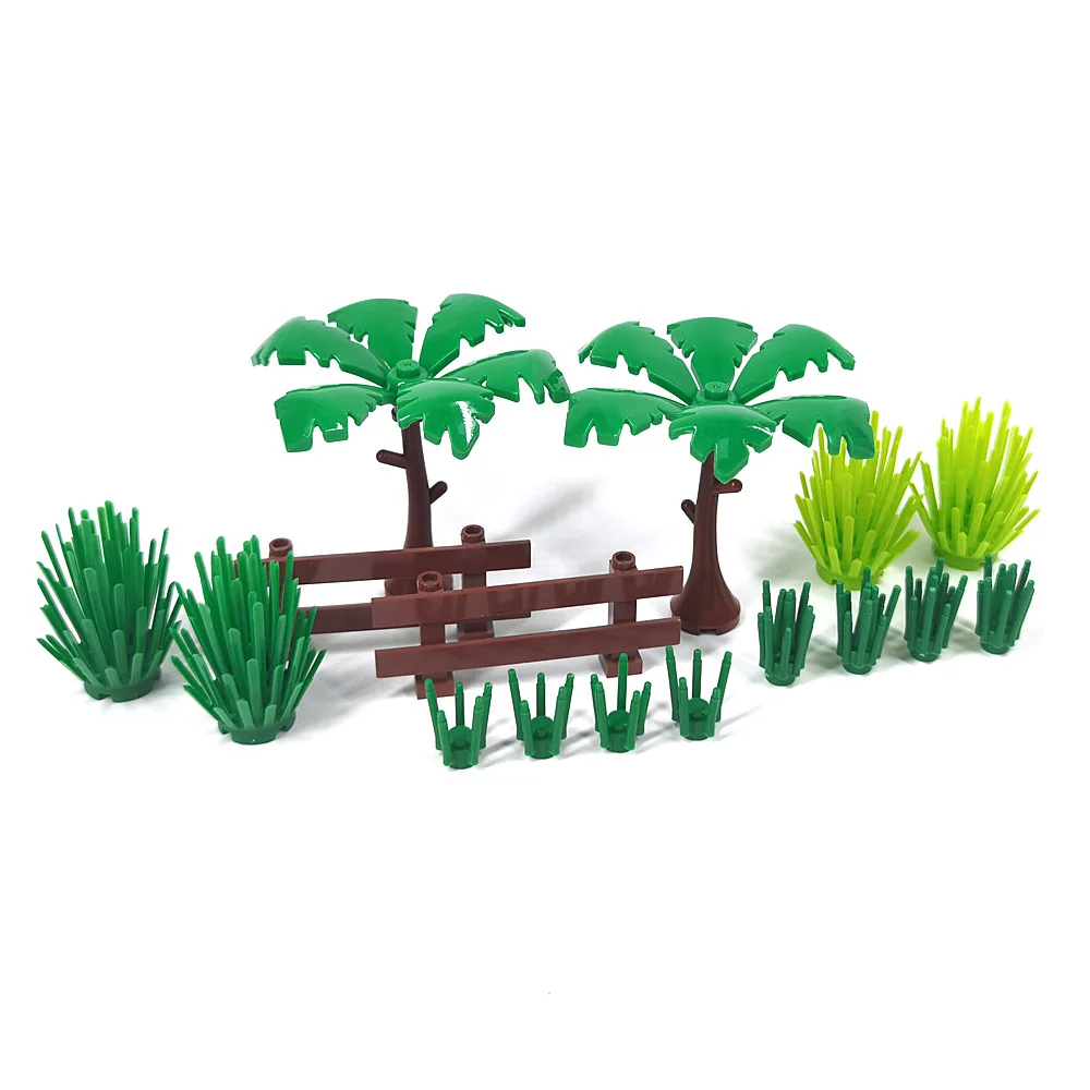 MOC Tree 5058 1747 Forest Jungle Plant Layered Leaves Building Blocks 1566 Military Botanical Leaf Flower Coconut DIY Toy Gifts