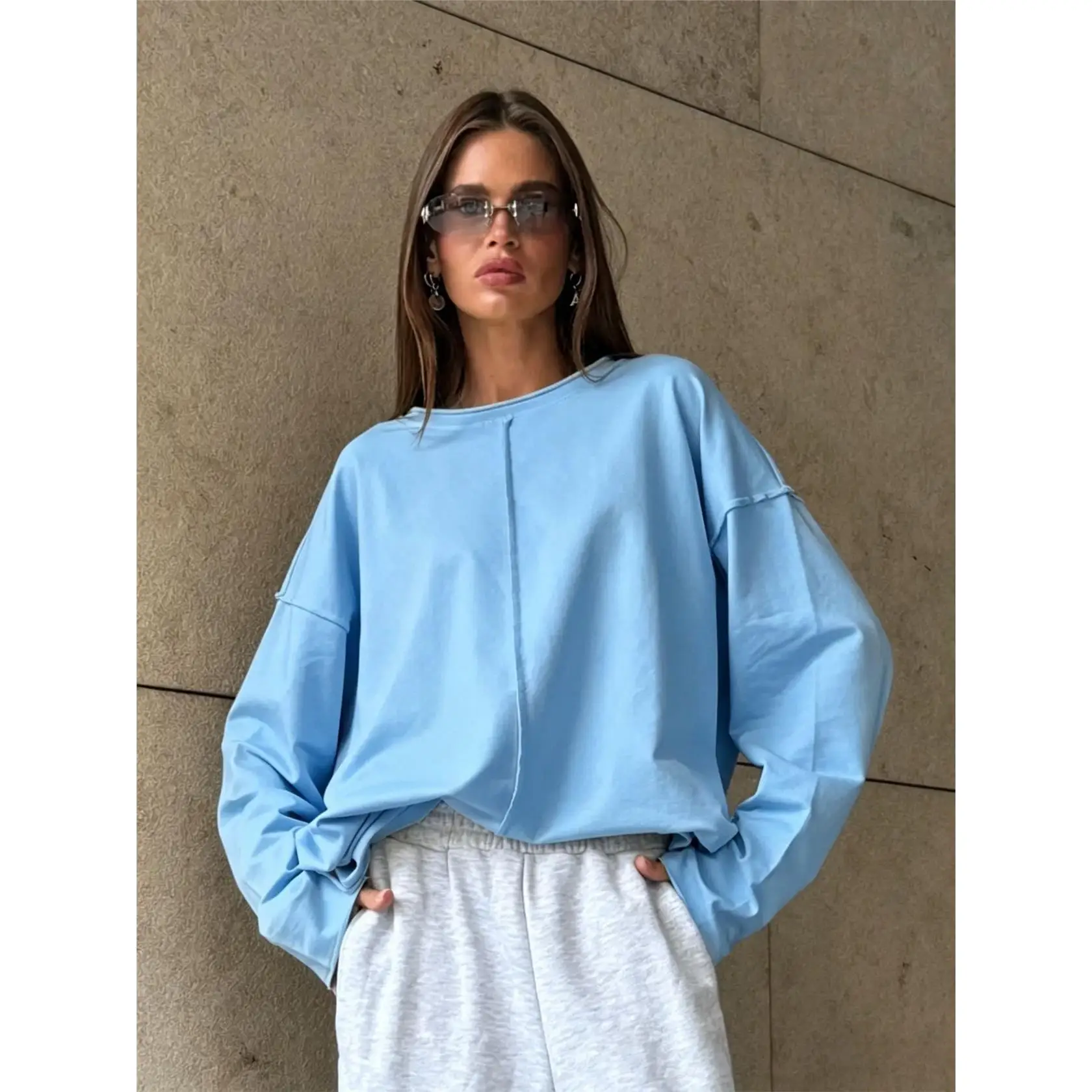 New 2026 Pure Long Swept T-Shirt Knitted Loop Fabric Top Breathable Comfortable Cotton Yoga Dance Sportswear for Women