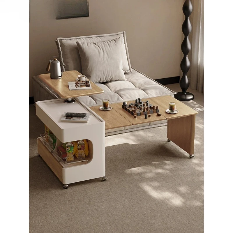 Removable Retractable Folding Coffee Table Small Apartment Cart Sofa Side Cabinet Log Wind