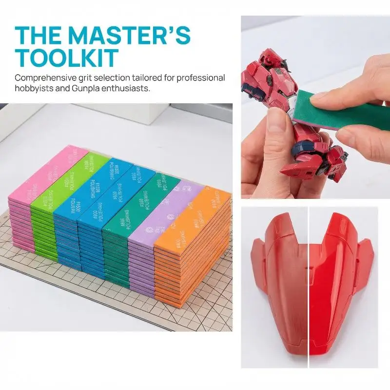 9/12Pcs Wet/Dry Sandpaper And Sponge Set Heavy Duty #400 To #2000 Mesh Multi-Mesh Plastic Model Build Grinding And Polishing Kit