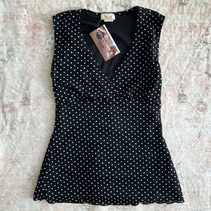 Estetyczne krótkie bluzki Y2k Odzież damska Polka Dot Vintage 90s Punk Slim Camis Harajuku Sleeveless Femme Streetwear Gothic Tank Top