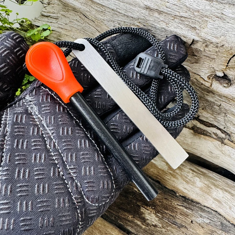 PP Handle Ignition Stick - High-Spark Magnesium Rod with Sharp Scraper, Camping Fire Stone, All-Weather Outdoor Survival Tool