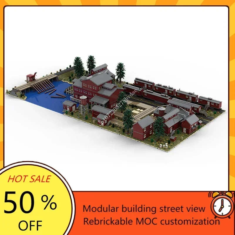 35107PCS MOC Sawmill Series Logging Camps Facilities Modular Architecture Custom Puzzle Trains Model  Xmas Toys Gifts Sets