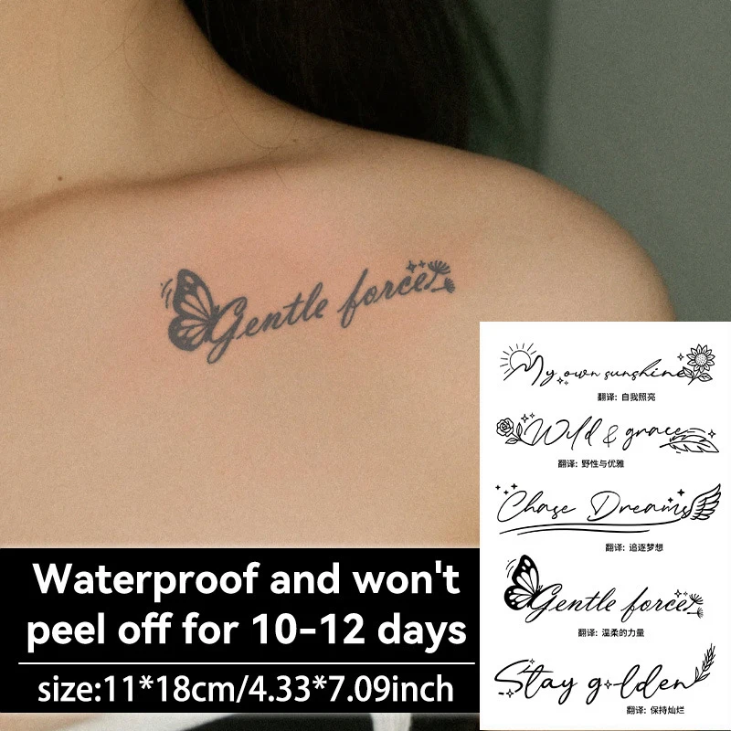 Halloween 1 Sheets English Inspirational Quotes Words Tattoo Floral Butterfly Elements Temporary Body Art Sticker Waterproof