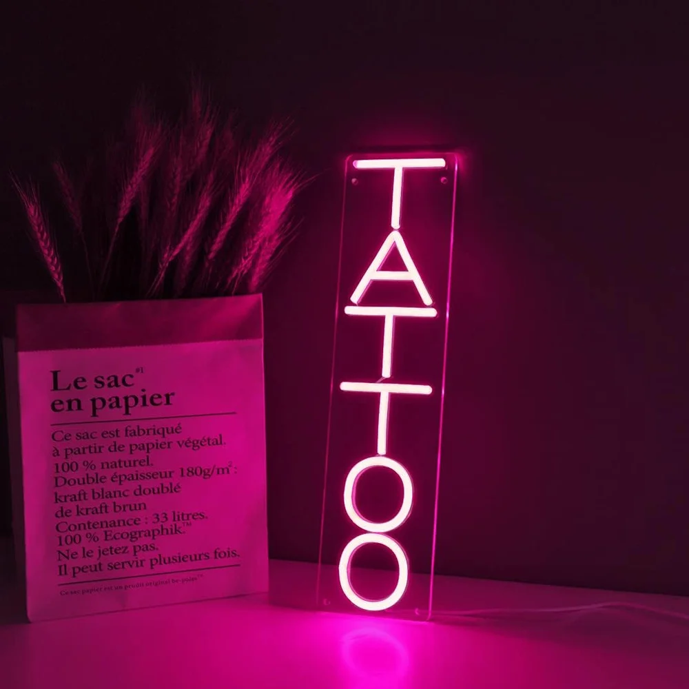 TATTOO Neon 5V USB Salon Studio Store LED Pink Fun Настенное художественное украшение Коммерческий магазин Логотип Окно Дисплей Рождественский подарок