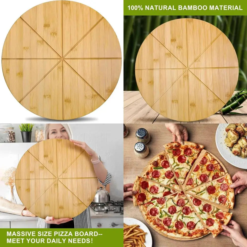 

Extra Large 20 Bamboo Pizza Board - Double-Sided, XL Wooden Serving Tray with Grooves for Pizza Oven Accessories