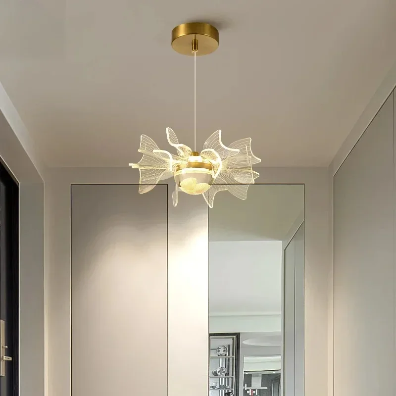 Nordic Modern Butterfly LED Chandelier Living Room Bedroom Dining  Bedside UFO Pendent Lamp Home Decor Flower  Lights