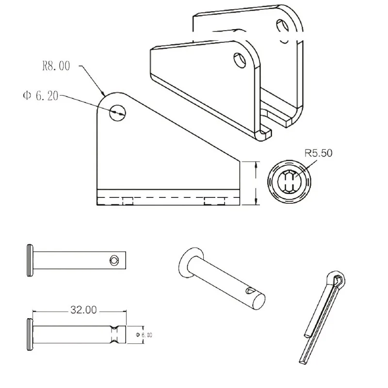 Staffa attuatore lineare 1 paio con foro di montaggio bullone supporto 6mm per staffa attuatore lineare bullone