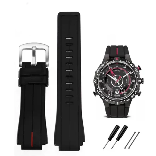 Imagen 1 del producto Correa de reloj de goma de silicona para reloj timex T2N720 T2N721 TW2T76300 pulsera impermeable interfaz convexa 16mm