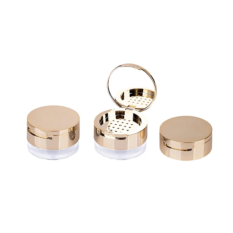 6g Goud Draagbare Cosmetische Meel Plastic Doos Lege Losse Meelpot Met Zeef Reismake-up Pot Zeef Container Met Bladerdeeg