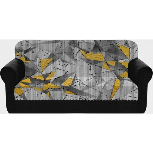 Else Yellow Gray Geometric Pattern Sofa Sofa Bed Seat Cover Shawl 175x225 cm