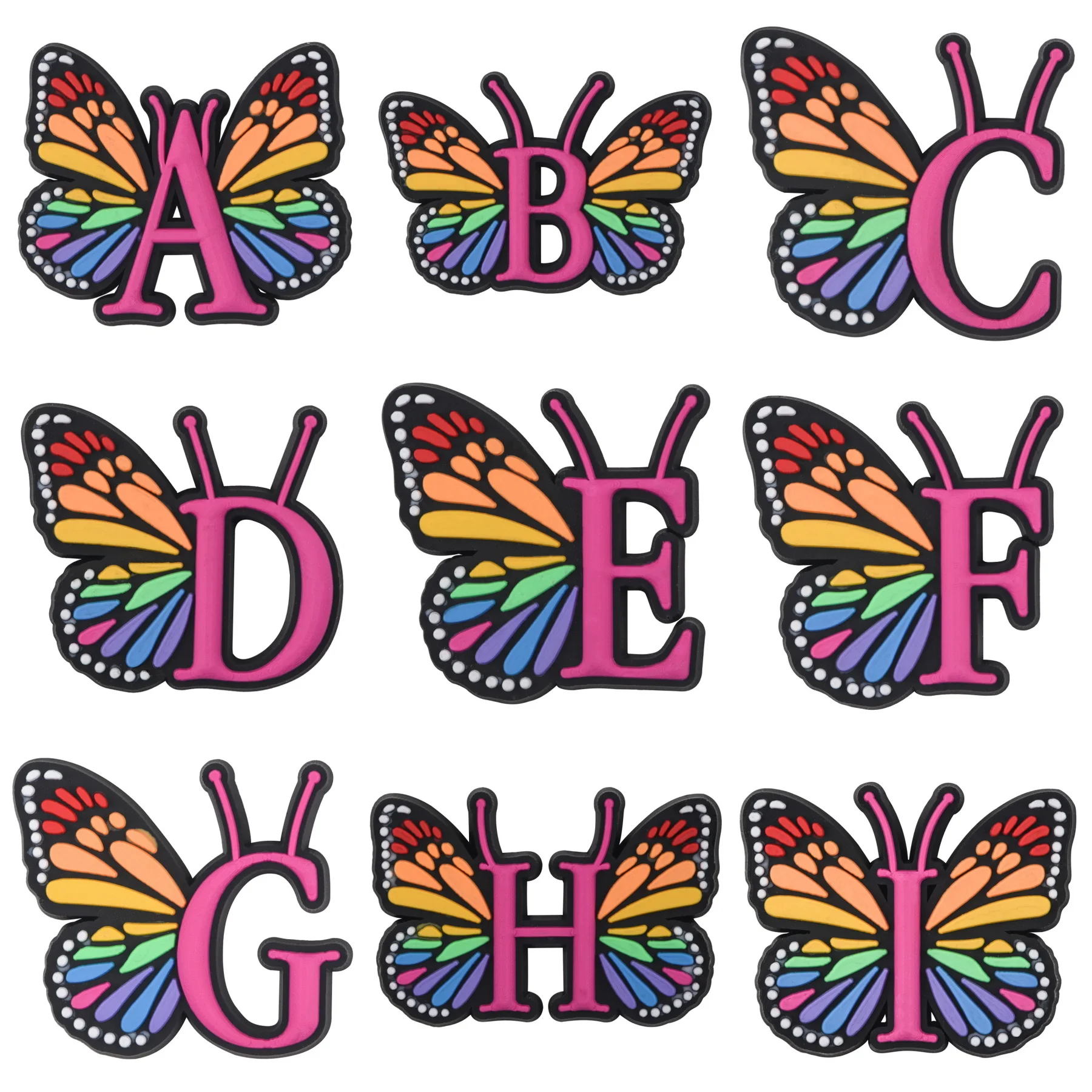 

Hot A To Z Shoe Decoration Charms English Words Shoe Charms Colorful Butterflies Bracelet Accessories For Birthday Presents