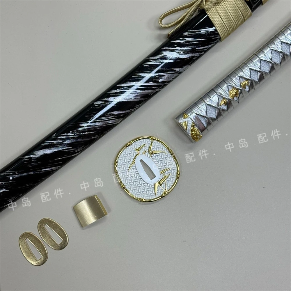 A Set Tsuka Handle Alloy Tsuba Brass Habaki Seppa Hardwood Sheath For Real Japanese Samurai Katana Wakizashi Sword Fittings