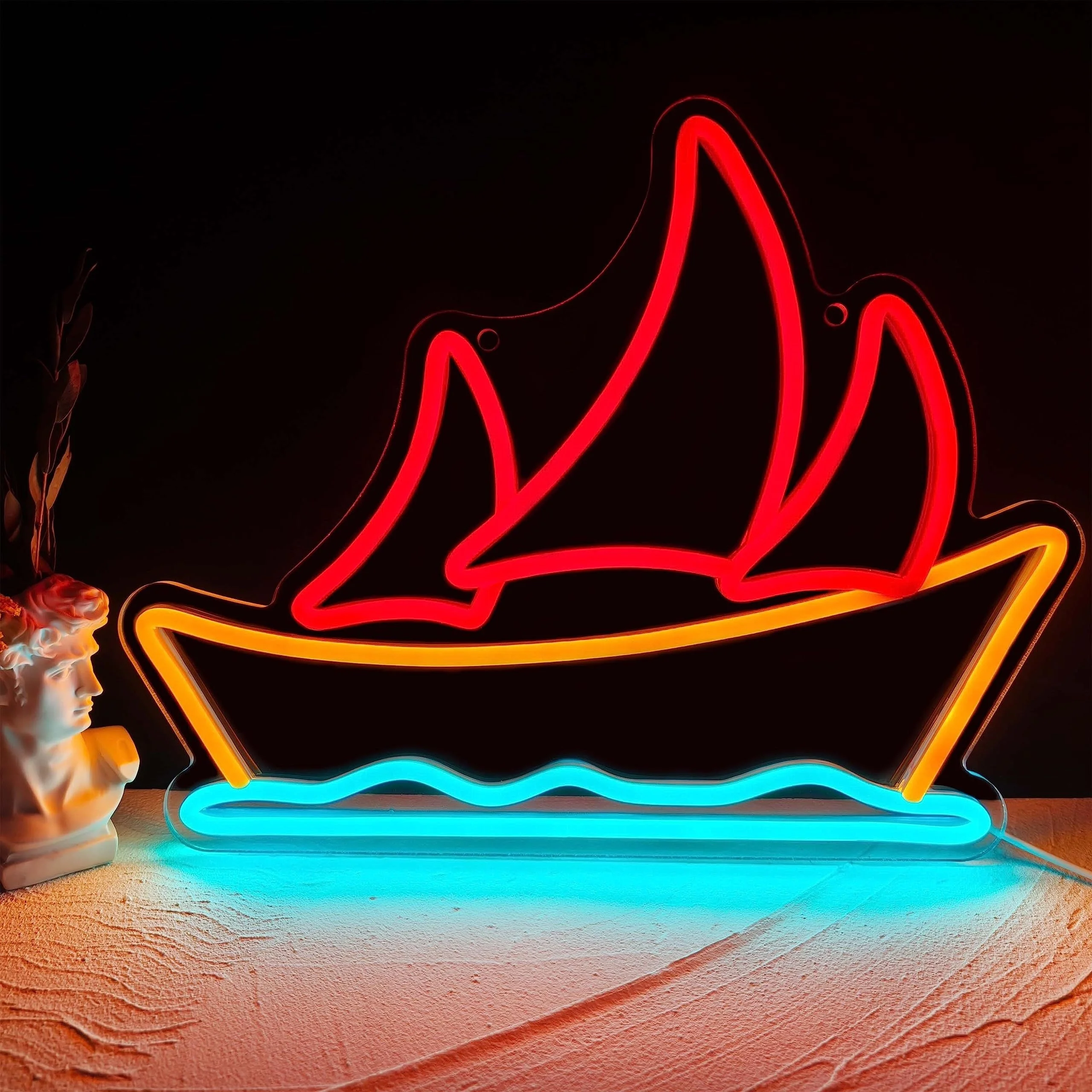 

Boat neon sign, 5V USB power supply with dimmable switch, brightness adjustable living room, bedroom, game room, bar