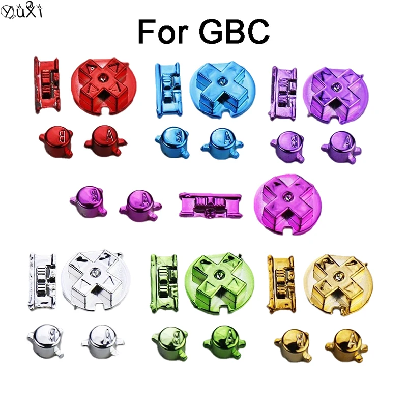 YuXi-GBC Electroplate Button Console Cross Key, ABLR Button, Full Buttons Set, Handle Acessórios de Manutenção, 1Set