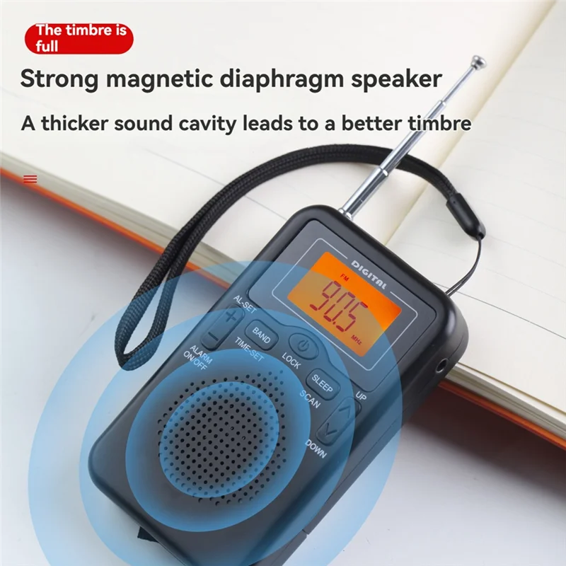 Radio de bolsillo portátil Radio digital de 2 bandas Receptor de transmisión de audio Dispositivo electrónico-TCE