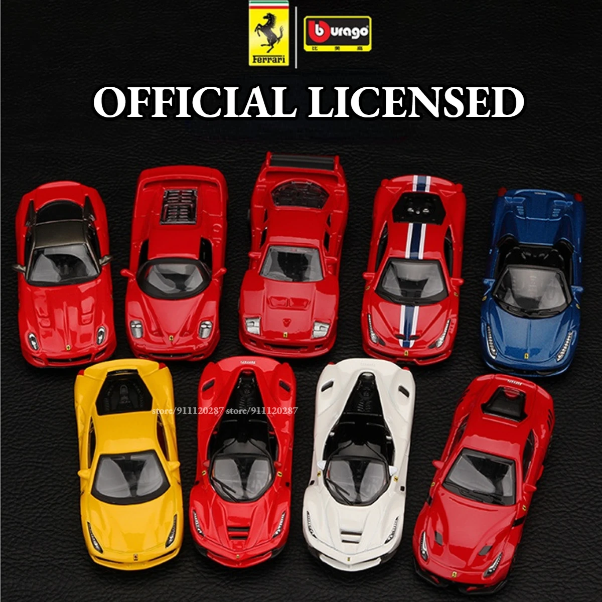 Bburago 1/64 Ferrari Mini Car Model, BB13 LeFarrari Scale F40 F50 488 GTB 458 Spider Diecast Miniature Art Replica Toy