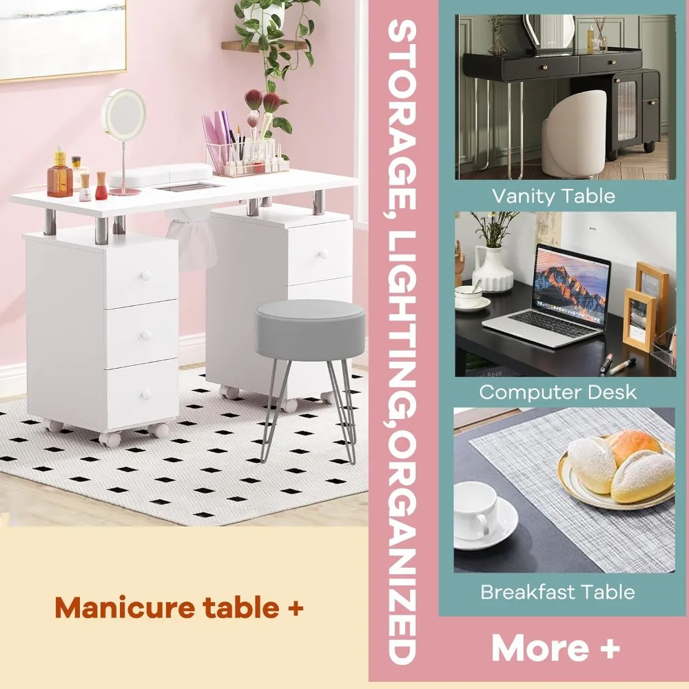 مكتب فني الأظافر الكل في واحد مع مجمع الغبار الكهربائي ووسادة ناعمة وميزات الهاتف المحمول لمحطات مانيكير الصالونات #1