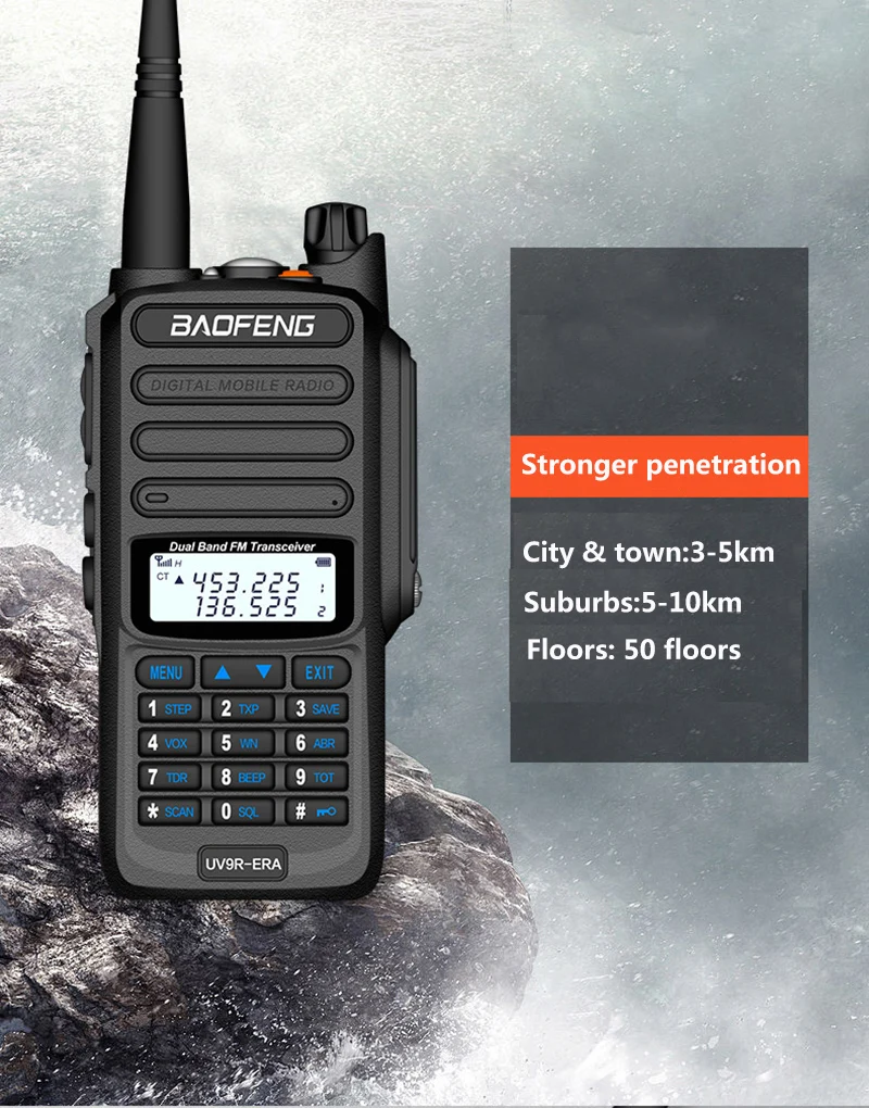 Baofeng BF-9R ERA جهاز اتصال لاسلكي - قوة عالية، مقاوم للماء، للاستخدام البحري والمدن