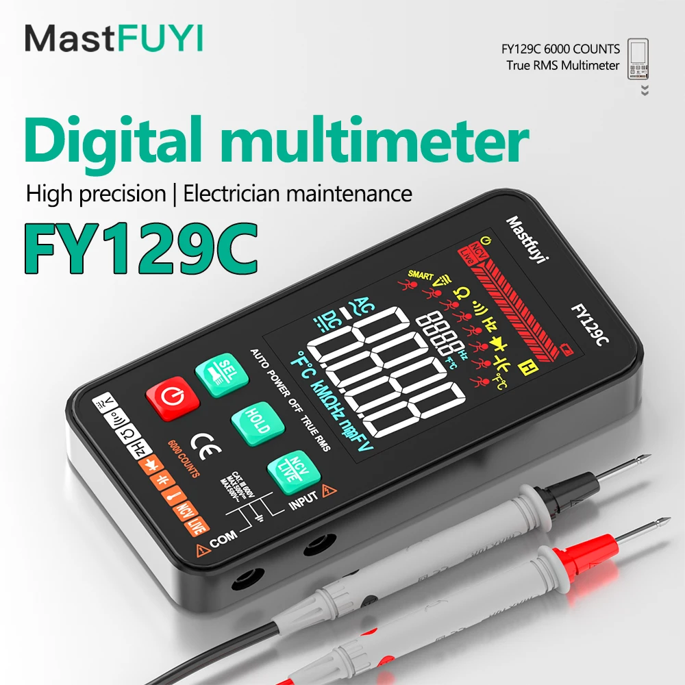 【セール中】MASTFUYI スマート大型スクリーンデジタルマルチメーター DC/AC電圧オートレンジ容量抵抗周波数ダイオードテスター電圧計