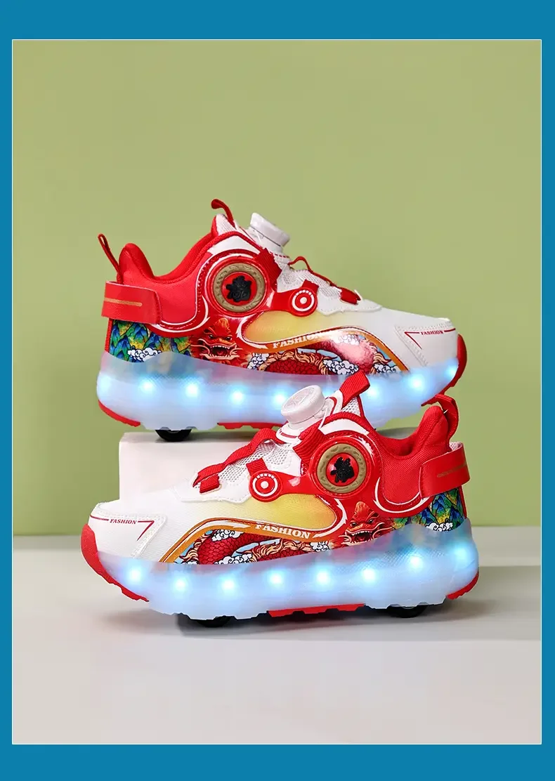 أحذية التزلج على الجليد للأطفال موضة أحذية المشي الرياضية الخارجية 2024 أحذية خفيفة LED جديدة أحذية رياضية لطيفة للأطفال للفتيات