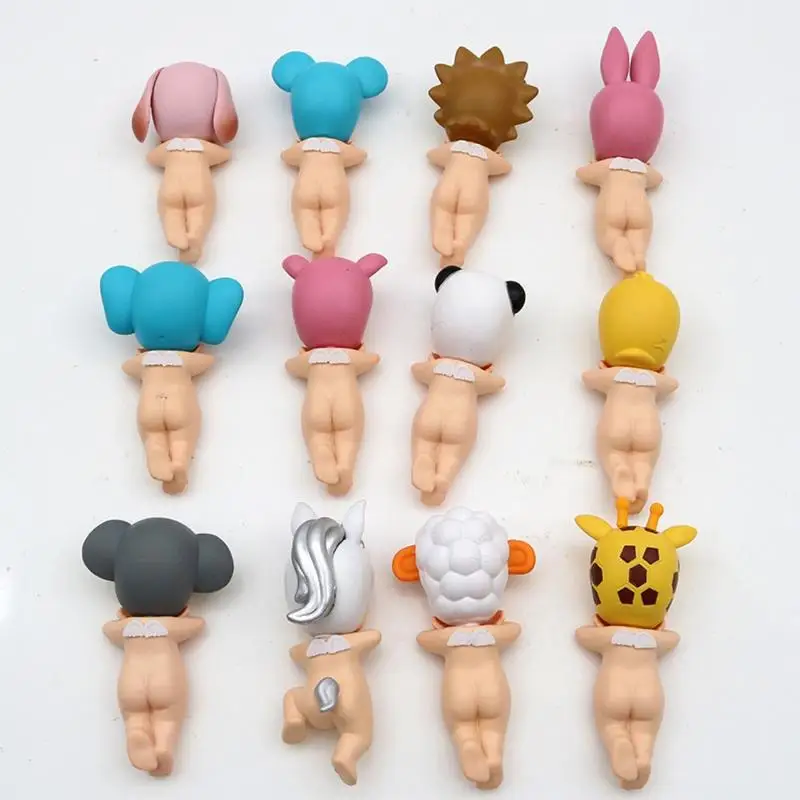 12pcs Sonny Angel Animal Hat Dolls Papa Angel Chin Support Series Doll For Bookshelves Decorative Child Toys Phone Ornaments