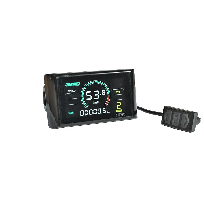 

SW900 Color Screen LCD Display Control 24/36/48/60/72V Speedometer Wired Waterproof Plug Bicycle Accessories