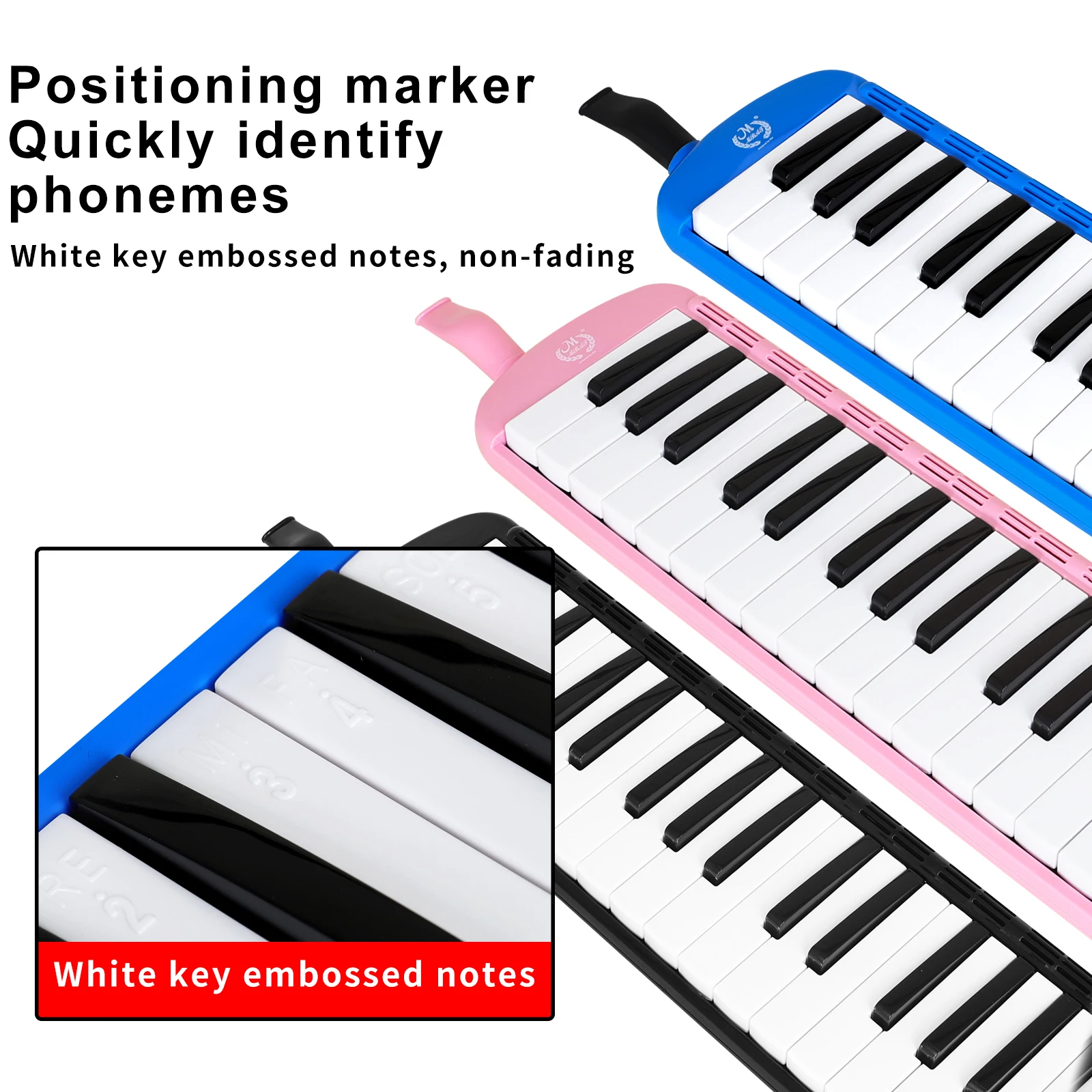 M MBAT 37 Key Melodica with EVA Case ABS Resin Body Melodica Keyboard Mouth Organ Harmonica for Beginners Students Performance