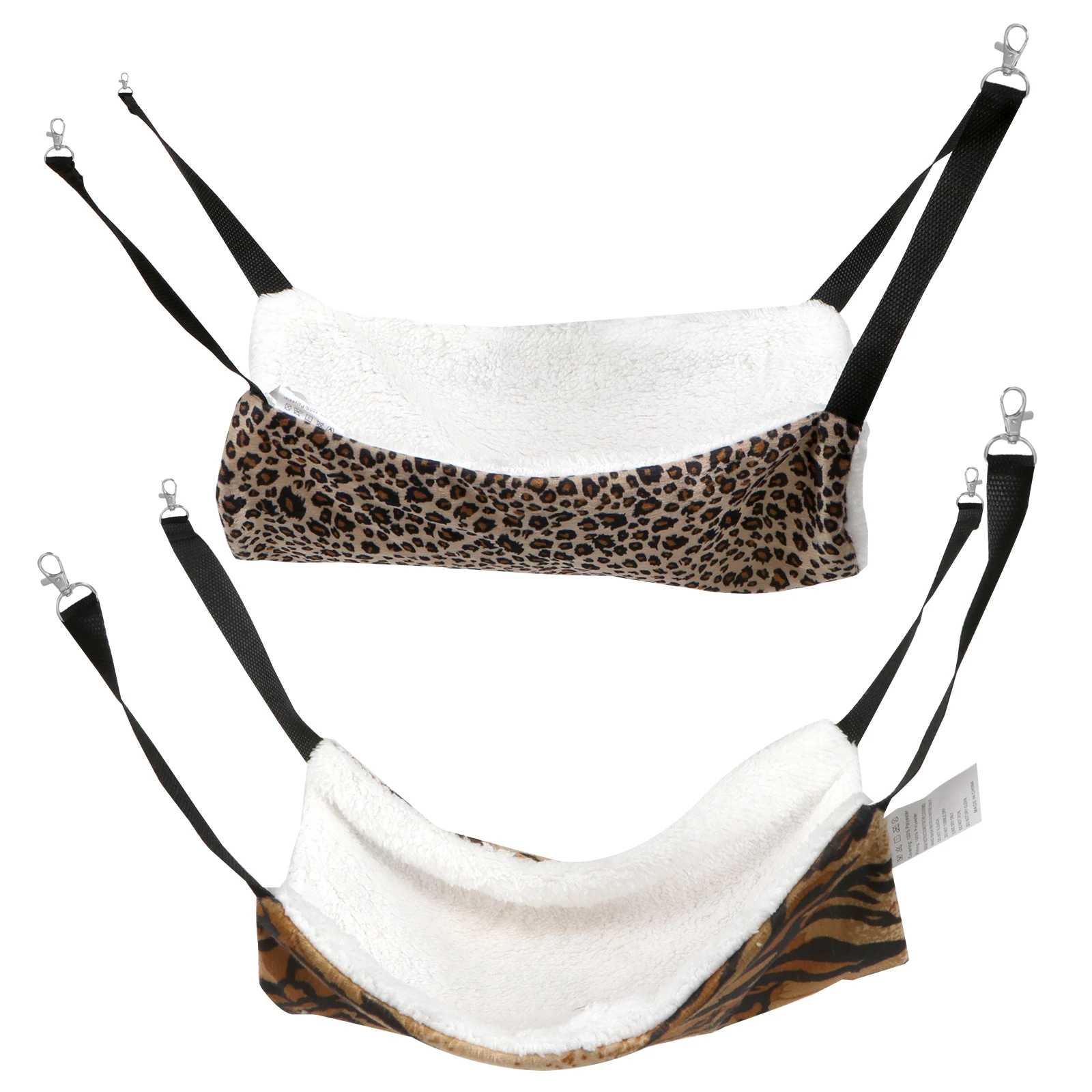 

2 Pcs Leopard Print Fleece Cat Pad Hammock Animal Pet Hanging Bed Sleeping