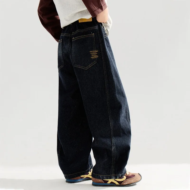 4-14 Jahre Jungen-Jeans UNITIM Herbst Kinder Jungen Trendige Denim-Hose Lose Elastische Taille Junge Teenager Jungen Gerade Hose Junior-Hose – Detail 8
