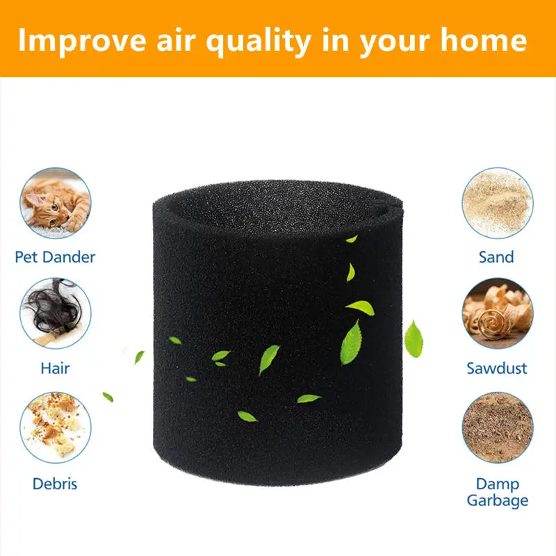 3pcs Foam Sleeve Foam Replacements Filters for Most Shop Vac Wet/Dry Vacuum Cleaners 5 Gallon Replace Parts 9058500 90585 view 3