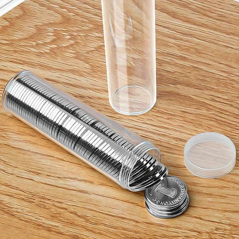 Tubo per riporre monete Capsule per monete Penny Organizzatore per monete per contenitori per tubi di protezione per la raccolta di monete