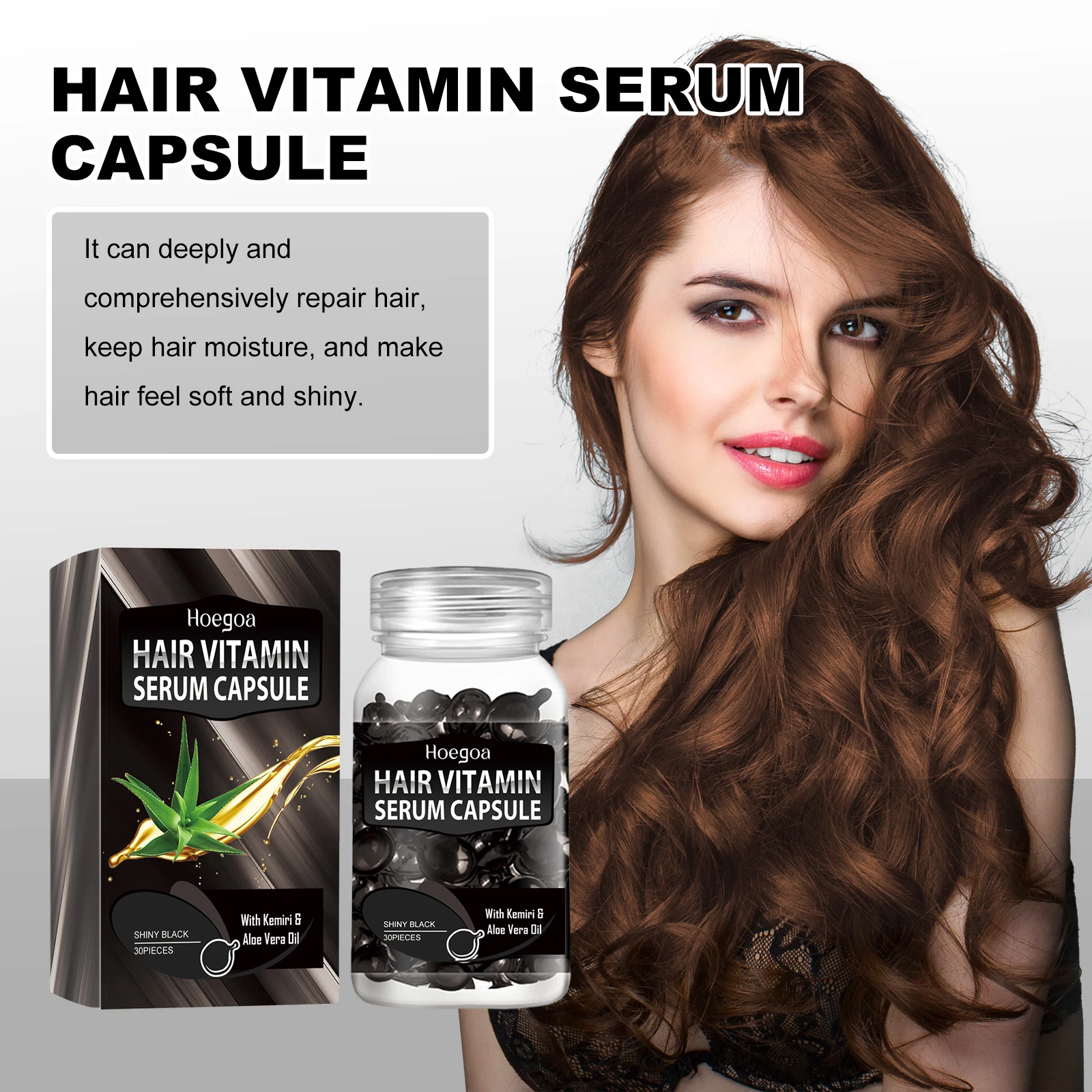 HOEGOA 30PCS Hair Vitamin Serum Capsule Comprehensively Repairs Hair Locks In Moisture Improves Hair Problems Hair Oil Capsules