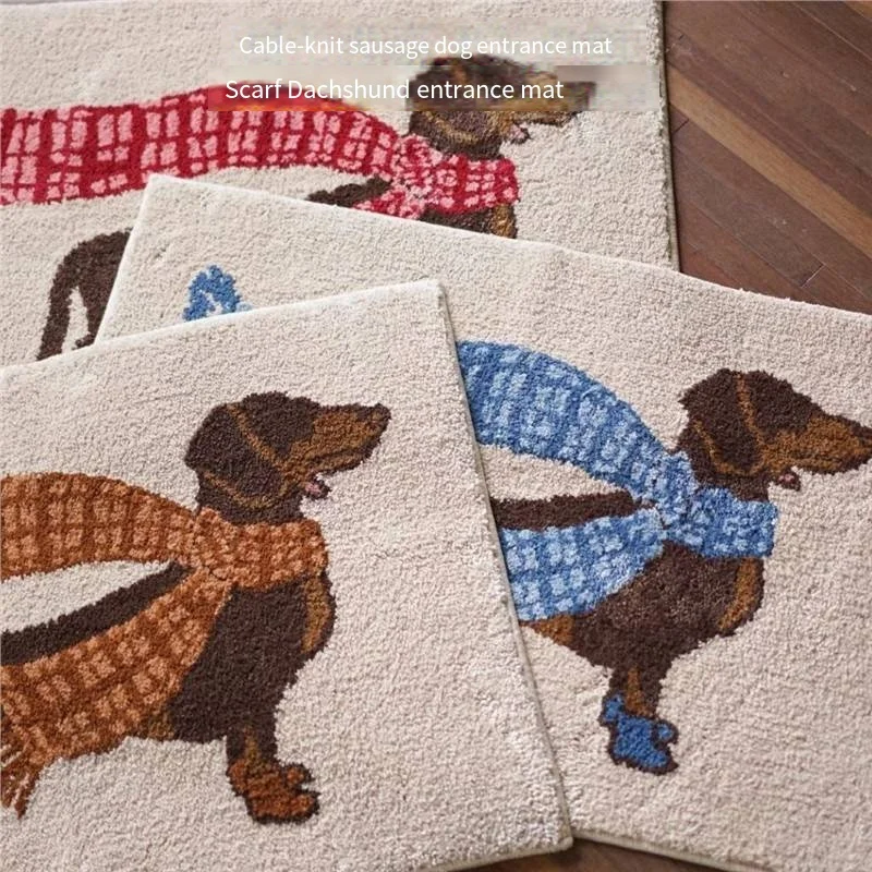 VIKAMA Sausage Dog Plush Carpet Non-Slip Bathroom Floor Mat Room Decoration Living Room Bedroom Carpet Home Decoration
