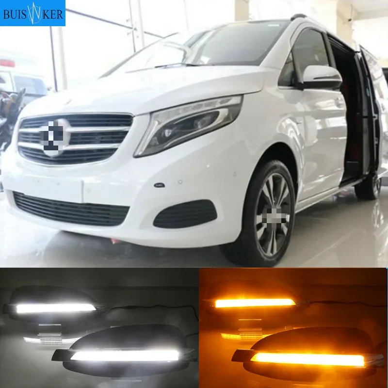 

2PCS LED Daytime Running Light Car Accessories 12V DRL Fog Lamp For Mercedes Benz V-Class Vito V250 V260 2016 2017 2018