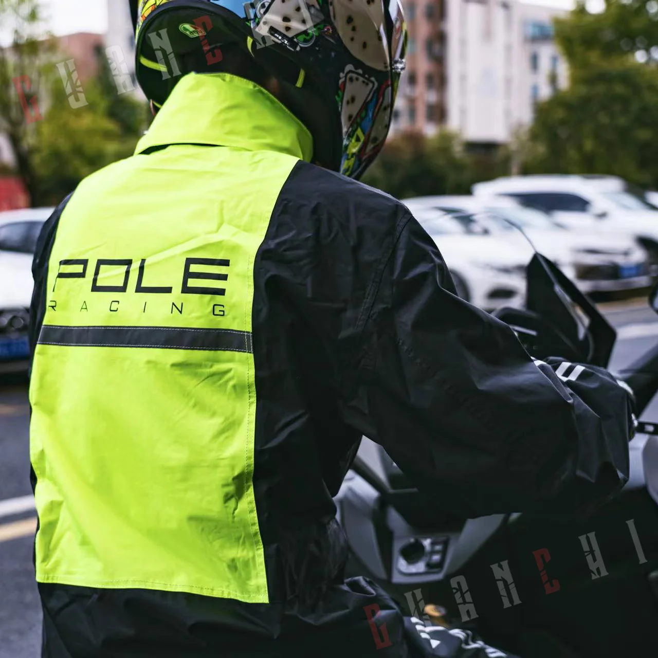 POLE Motorcycle Raincoat Breathable Waterproof Reflective Raincoat Rain Pants Rainstorm Prevention Motocross Riding Raincoat Set