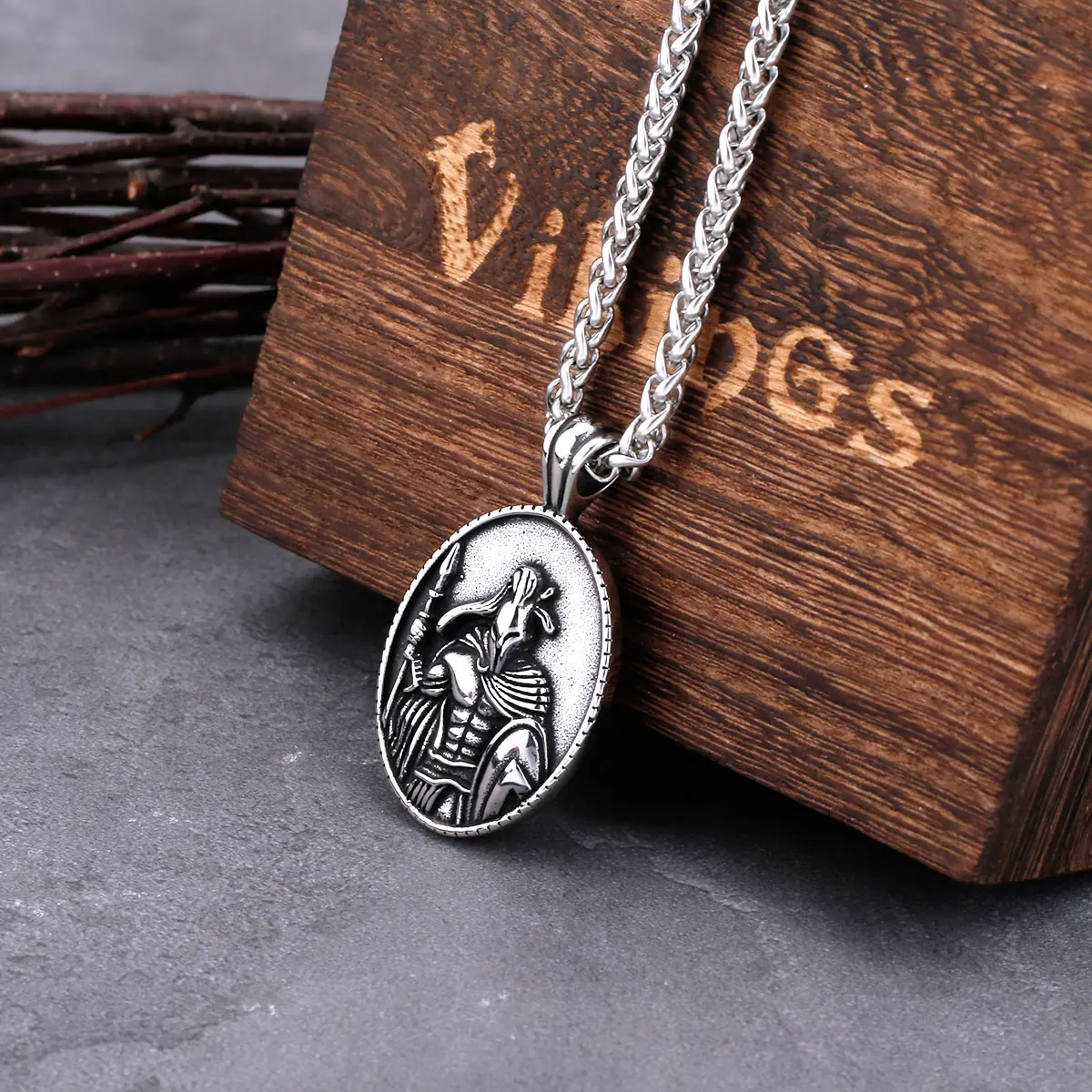 Men's Nordic Viking Steel Color Spartan Rock Hip Hop Necklace Pendant Stainless Steel Vintage Jewelry Gift Wholesale