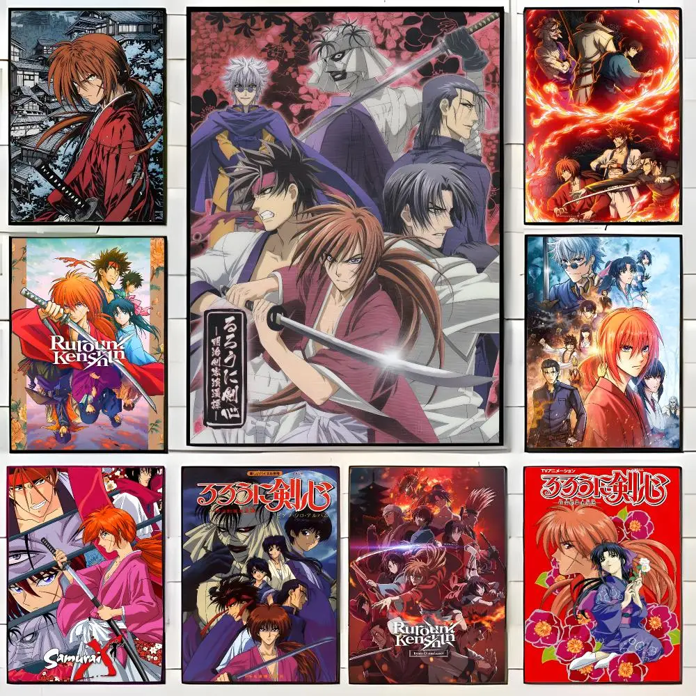 Stylish Samurai Anime R-Rurouni Kenshin Poster Wall Art Print Decorative Mural Home Decor Gift Unframed