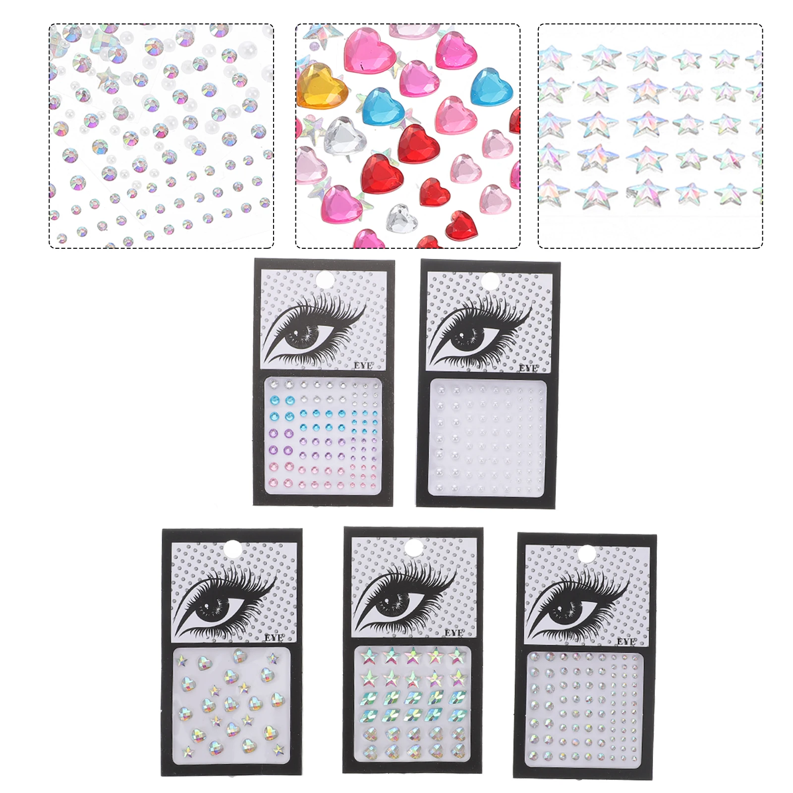

5 Sheets Stickers Rhinestone Gems Adhesive Pearl Earrings Child Nail Decorations Festival Accessories
