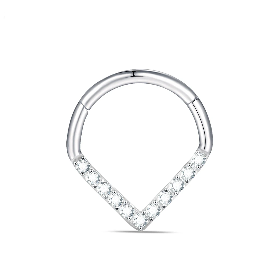 1 Stuk Titanium Scharnierende Segment Neus Ring Oorringen Voor Vrouwen Hart Ster Kraakbeen Helix Piercing Oor Tragus Piercing Sieraden