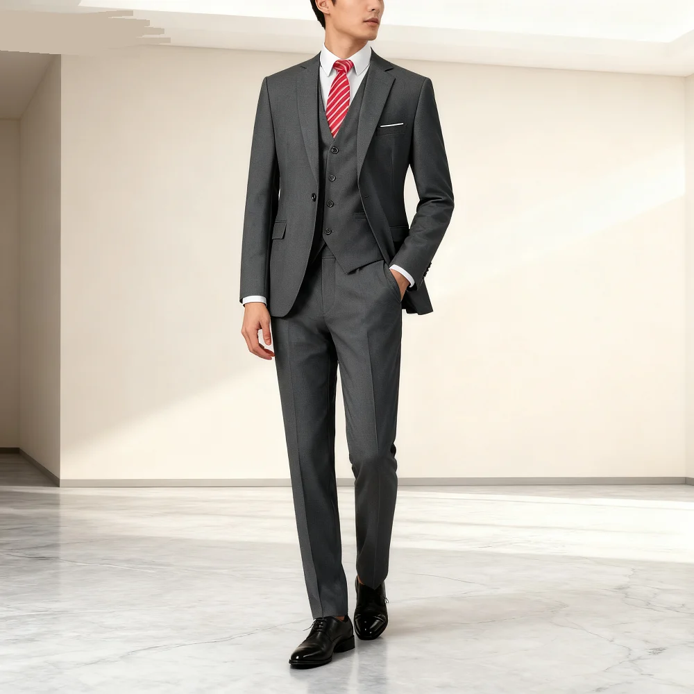 

Men's Casual Formal Terno for Smoking, Marbled Top, Lapel Smoking, Homem, 3 Piece Set