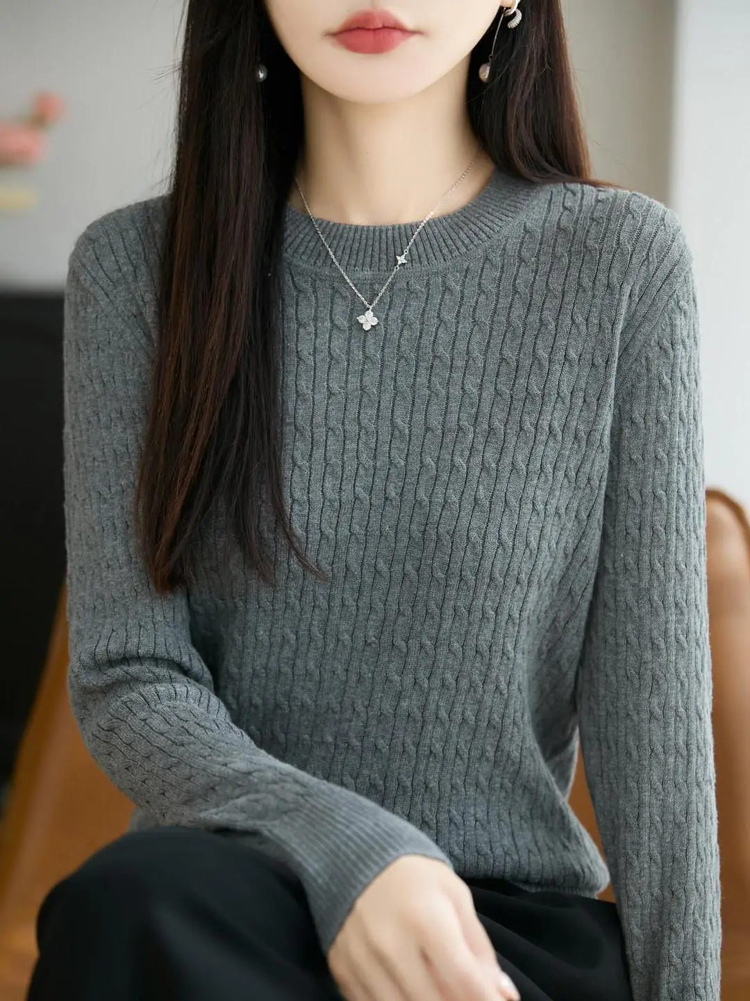 Aliexpress 100% Pure Cotton Knitted Long Sleeve round Neck Sweater Women's Loose Cotton Linen Base Shirt Autumn Winter Twist Pure Color - Aliexpress Deal