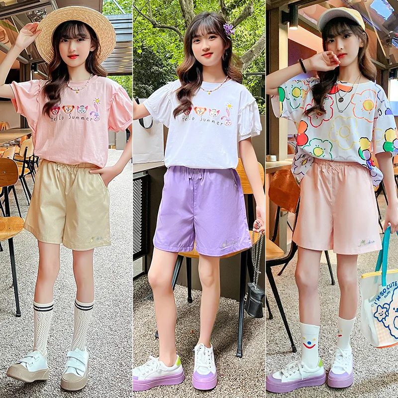 Girls Summer Shorts Outer Wear Kids Thin Cotton Workwear Five-point Pants Children's Cotton Sports Breathable Middle Pants