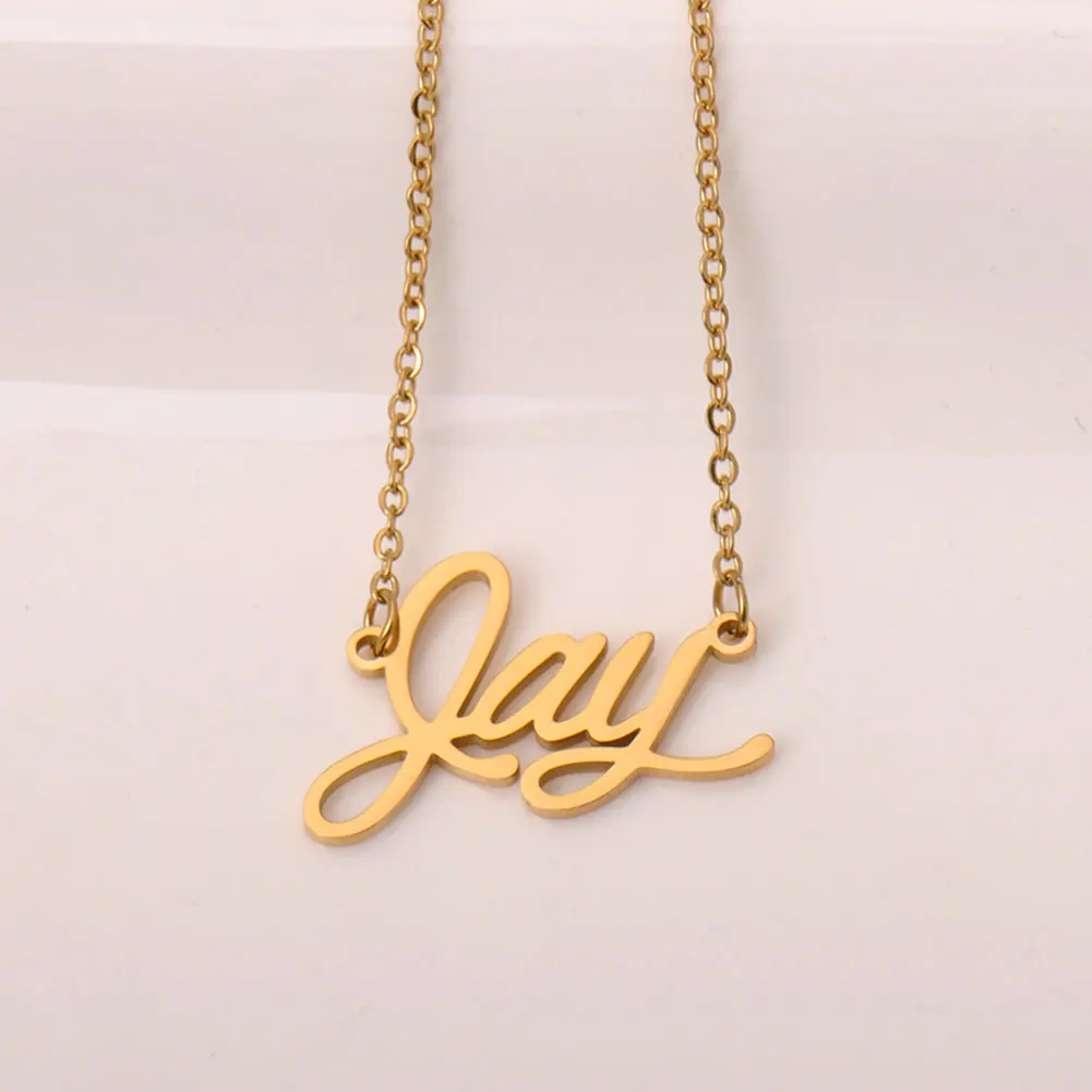 

AOLOSHOW Jay Gold Name Necklace for Women Stainless Steel Dainty Pendant Jewelry Female Birthday Gift