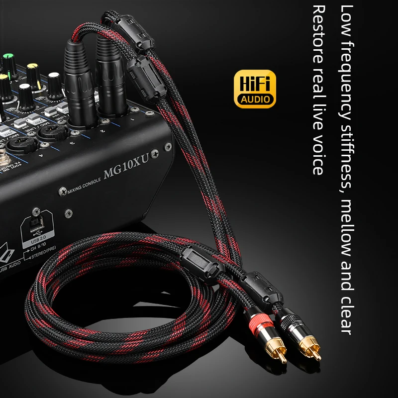 One pair HIFI Audio Cable 2 XLR to 2 RCA Adapter Amplifier Sound Box XLR RCA Hifi Microphnoe Speaker Cable