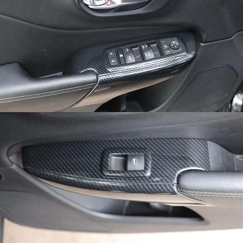 For 16 17 18 19 20 21 Jeep Free Light Mahogany Carbon Fiber Interior Modified Gear Armrest.