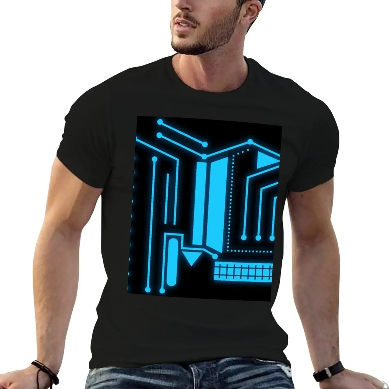 

Tron Inspired Cyan Glow T-Shirt tops heavyweights kawaii clothes Men's t-shirts