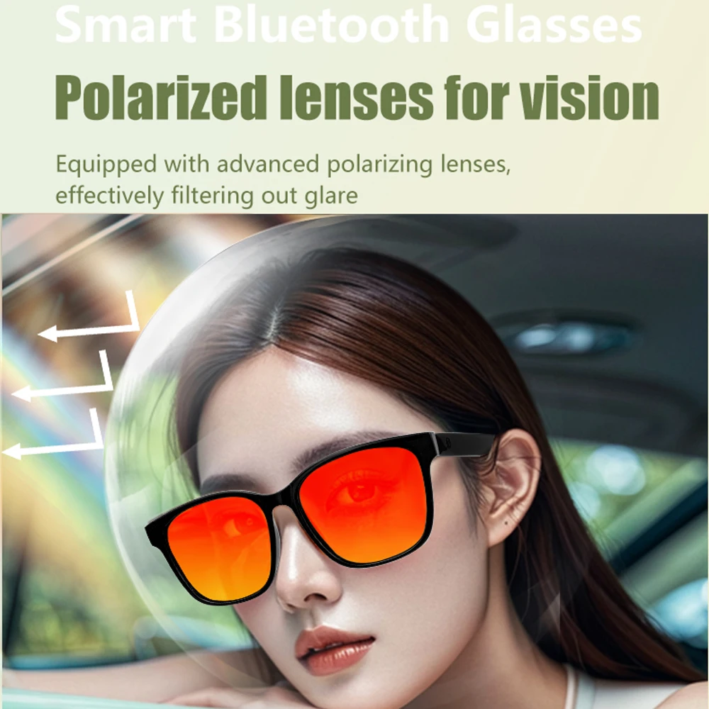 Bluetooth Audio Smart Glasses Wireless Earphones 2 IN 1 Outdoor Smart Sunglasses Men Women Music Navigation UV400 Polarized Lens
