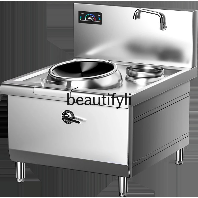 Kommerzieller Induktionsherd, leistungsstarker Einzel- und Doppelkopf-Induktionsherd, konkaver elektrischer Bratofen